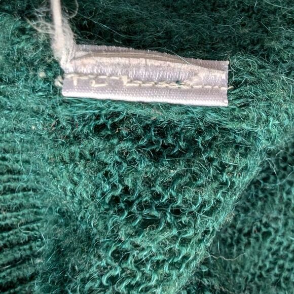 Emerald green mohair wool blend V -neck cardigan 3/4 sleeves size S - Picture 9 of 10
